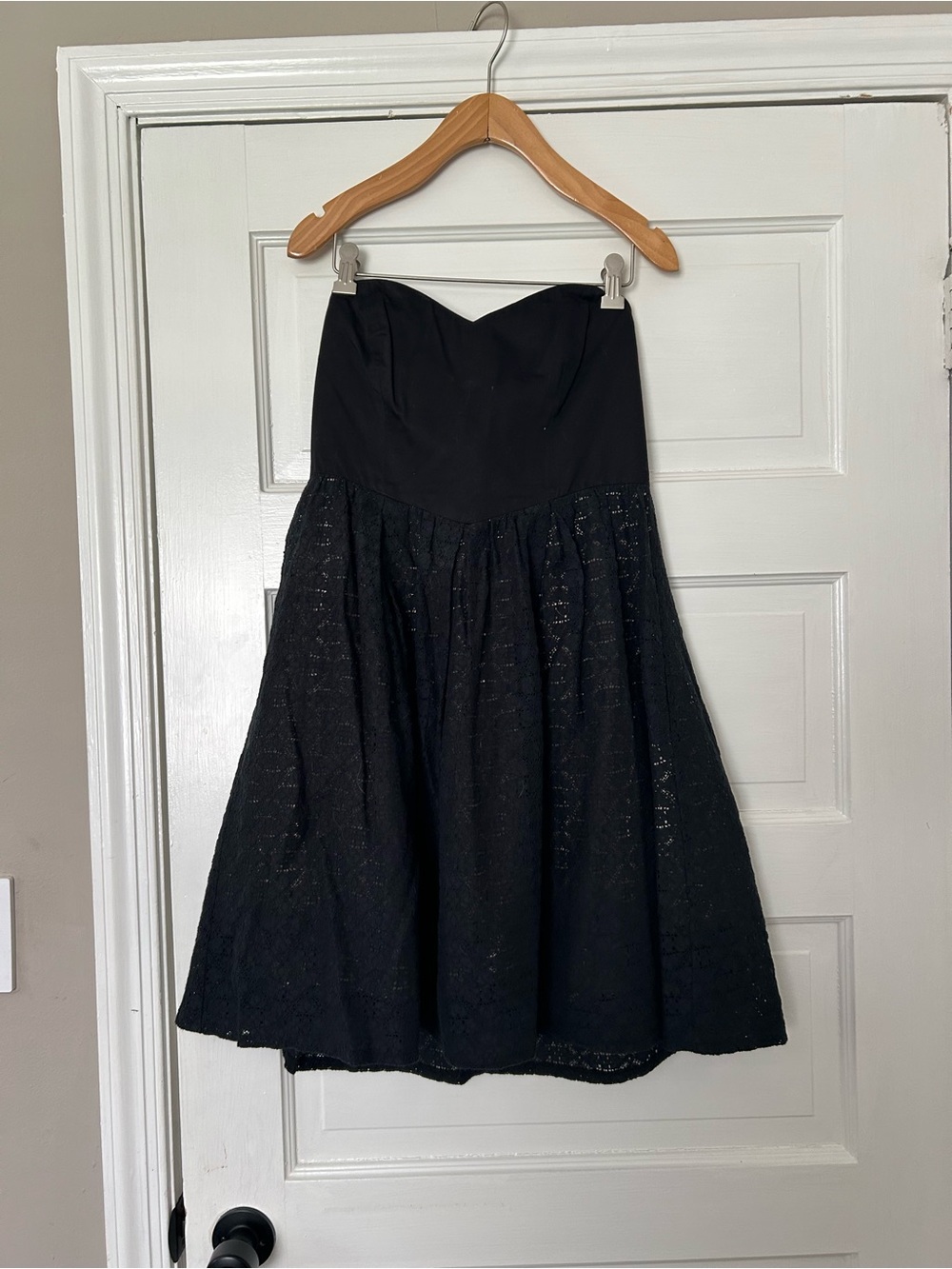 Strapless Black Eyelet Dress